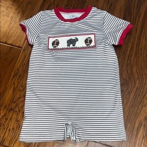 Striped Gray and Red Kids One Piece